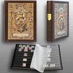 Prophila Stamp Collector&#039;S Album with 60 Black Pages Stockbook in Heritage Desig