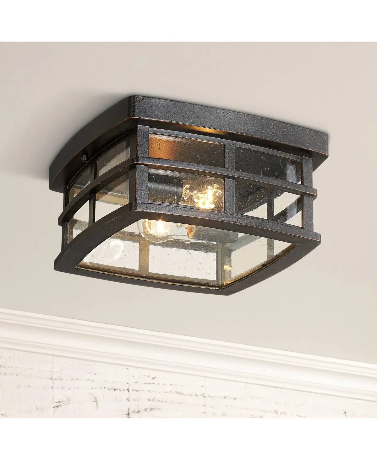 John Timberland Mission Outdoor Ceiling Light Fixture Oil Rubbed Bronze 12" Clear ...