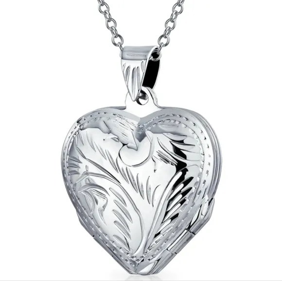 Vintage Style Engraved 4 Photo Heart Locket