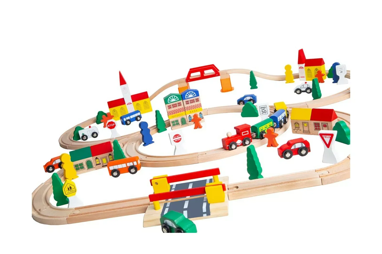 Orbrium Toys 100 Piece Triple Loop Wooden Train Set Track Generic Fits Thomas...