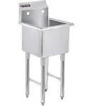 DuraSteel Small Commercial Slop Sink - 18" x 18" Inner Prep Sink - Single Bowl Stainless Steel Utility Sink - NSF Certified - For Restaurant, Kitchen, Laundry, Garage