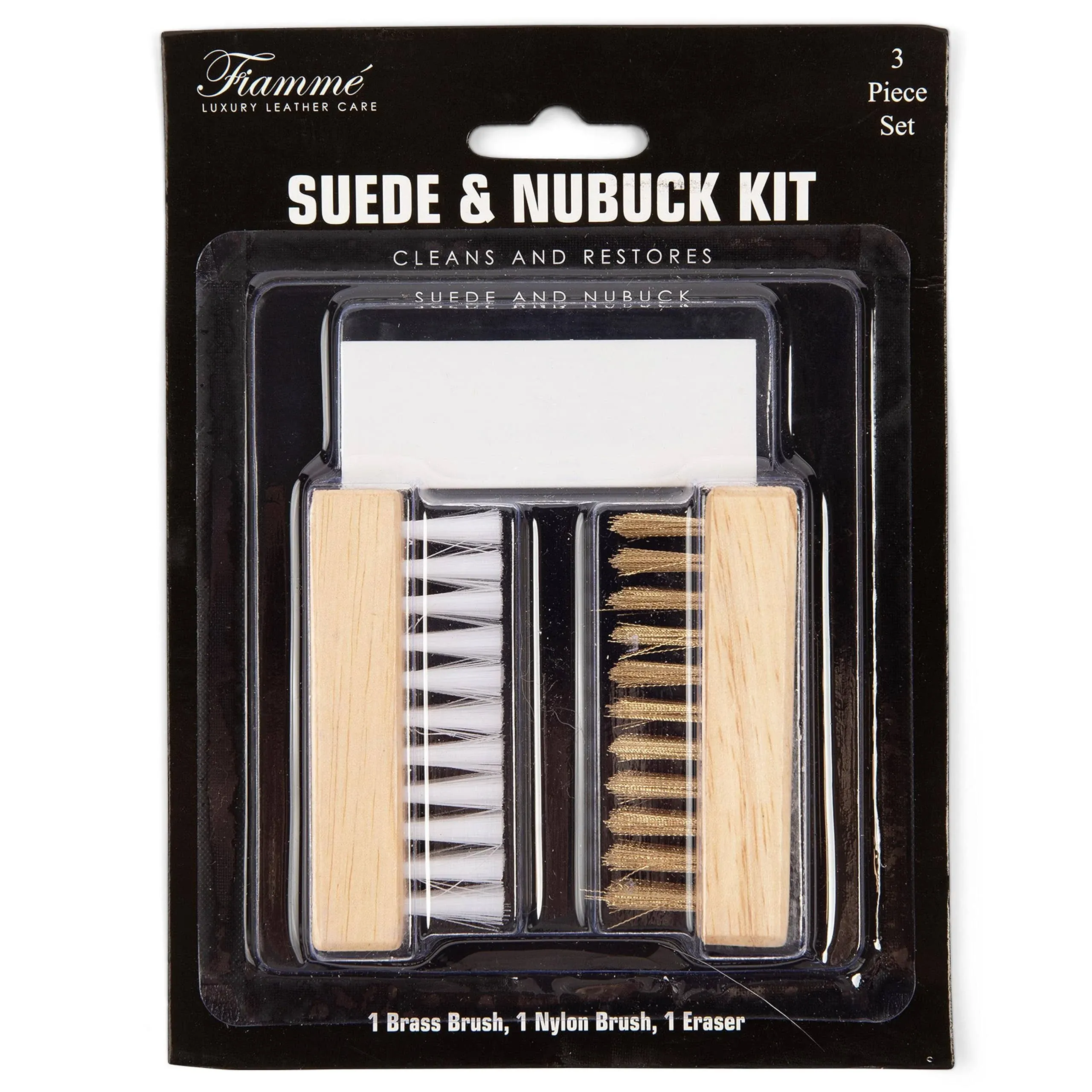 Fiamme Suede and Nubuck Cleaning Kit - Complete Brass &amp; Nylon Brush Set, Suede