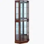 Wood/Glass Curio Corner Cabinet, Walnut