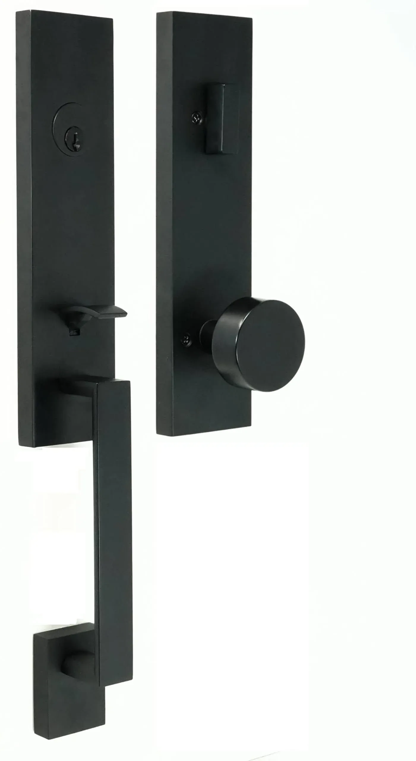 Weslock 02870-242SL2D Leighton Single Cylinder Handleset with Mesa Knob Trim Matte Black Finish