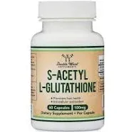 S-Acetyl L-Glutathione Capsules - 100mg, 60 Count (Acetylated Glutathione Antioxidant - More Absorbable Than Glutathione and Liposomal Glutathione, Non-GMO and Gluten Free) by Double Wood