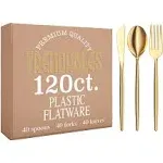 120 Pack Gloss Cutlery Set | Gold 40/40/40