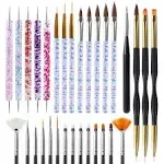 Artdone 31pcs Nail Art Brushes,Nail Art Tool Set,Nail Dotting Tools,Nail Dust Brush,Striping Nail Art Brushes for Long Lines,Nail Drawing Pen for