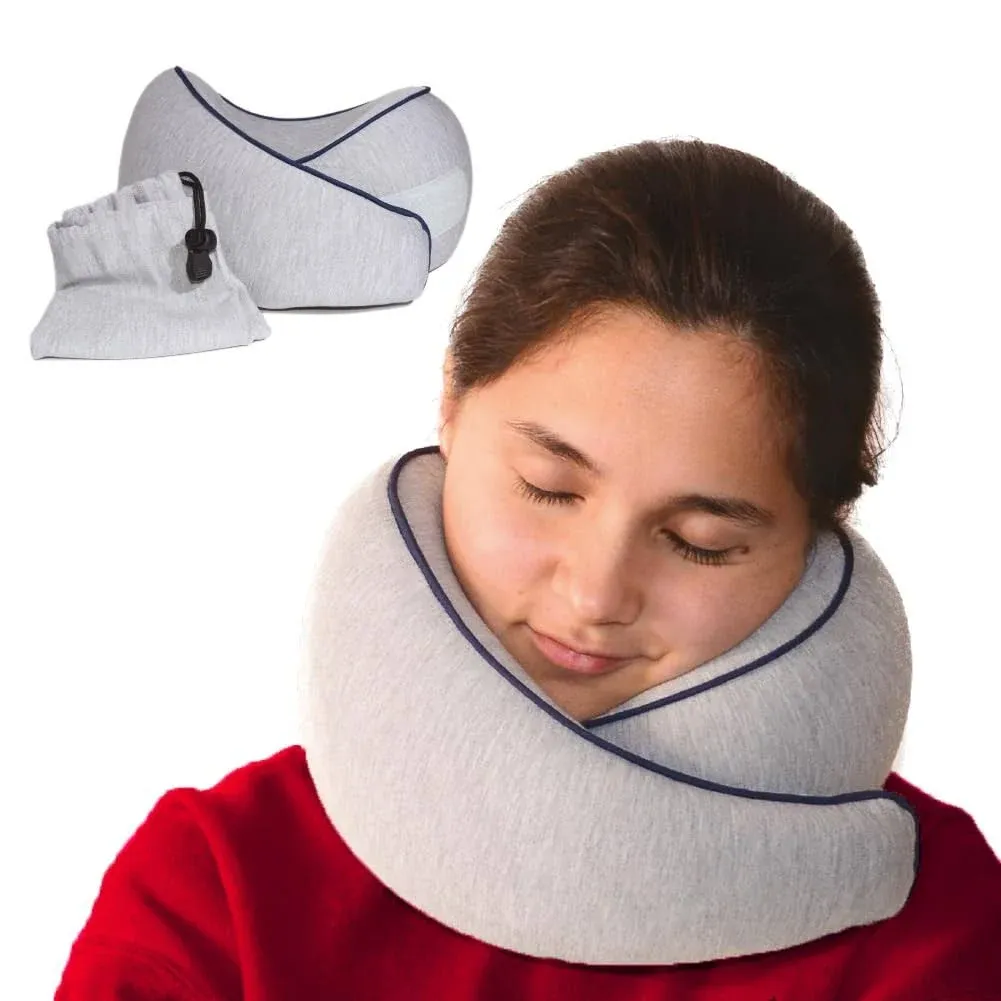 Memory Foam Travel Pillow | Provides Real Support to Head, Neck, and Chin | Best Firm Airplane Pillow for Long Flights