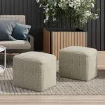 Isadora Square Woven Pet Polyester Pouf Cream/Natural - Wyndenhall