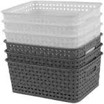 Idomy 6-Pack Plastic Storage Baskets/Bins, Rectangle