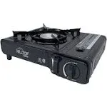 Hilltop Gear 8,000 BTU Portable Gas Stove with Carrying Case for Camping, Picnics, Hiking, Fishing, BBQ, CSA Listed Black