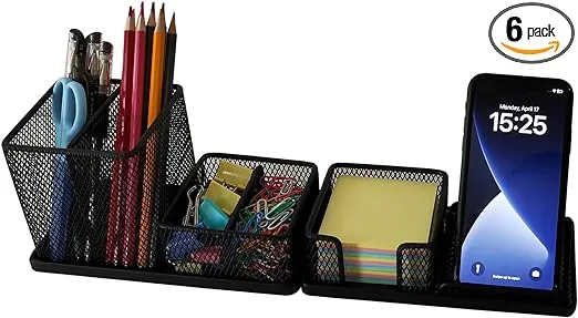 Desk Organizer with Pen Holder, Sticky note holder, Pencil holder, Phone holder and Stationery holder,Home Office Desk organizers and accessories,office desk organizer