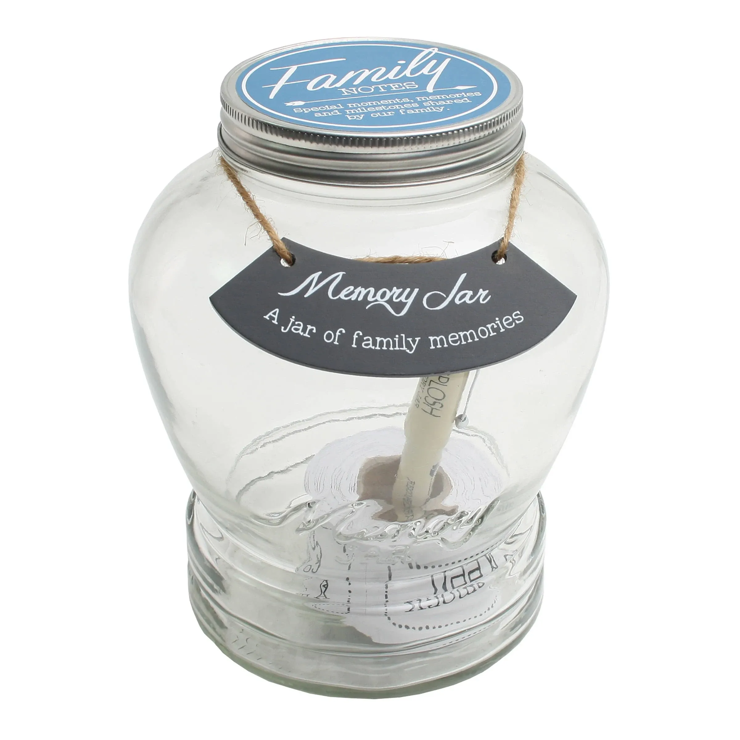 Top Shelf Family Memory Jar with 180 Tickets, Pen, and Decorative Lid