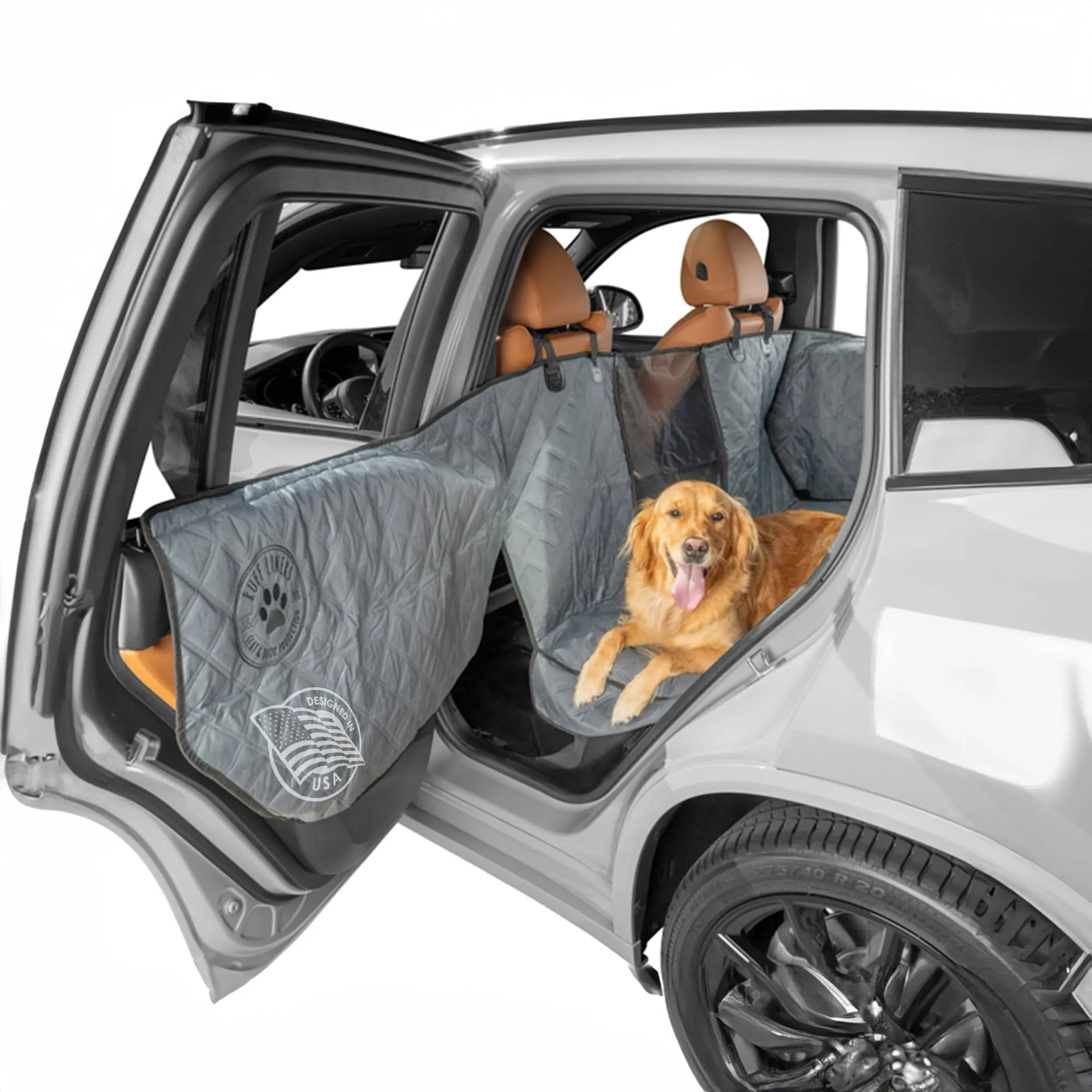 Dog Car Seat Cover for Back Seat - Dog Hammock for Car, SUV, and Mid-Size Trucks - Medium Size Dog Car Seat Cover with Door Protection - Waterproof Car Seat Protector for Dogs