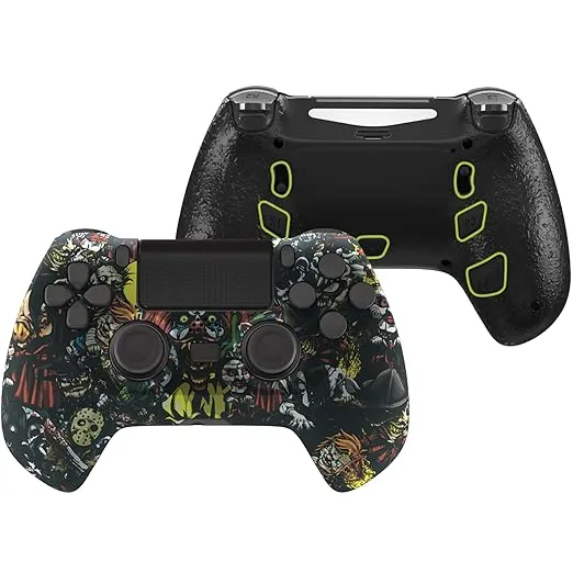 eXtremeRate Scary Party Decade Tournament Controller (DTC) Upgrade Kit for PS4 Controller JDM-040/050/055, Upgrade Board & Ergonomic Shell & Back Buttons & Trigger Stops - Controller NOT Included