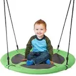 Hey! Play! Saucer Swing – 40” Diameter Hanging Tree or Swing Set Outdoor Playground or Backyard Play Accessory Round Disc with Adjustable Rope