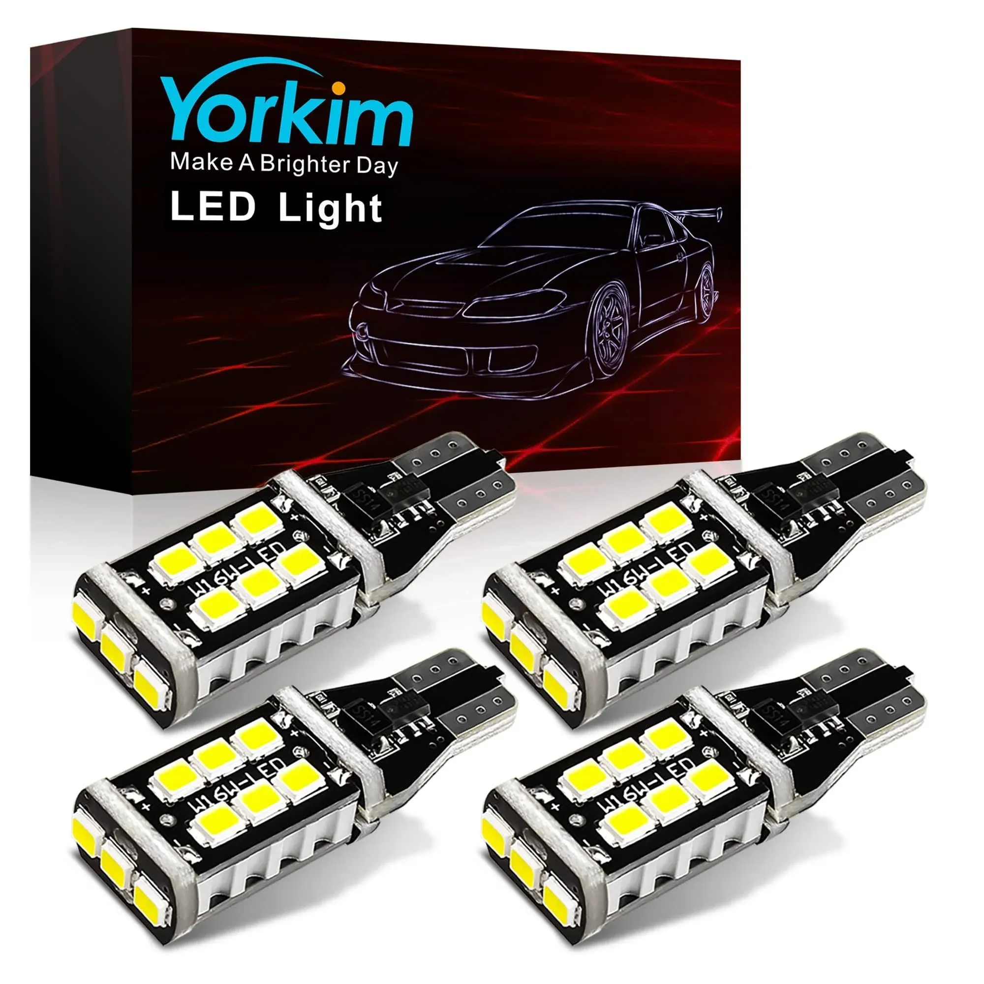 Yorkim 912 921 LED Bulb Backup Light Bulbs High Power 2835 15-SMD Chipsets