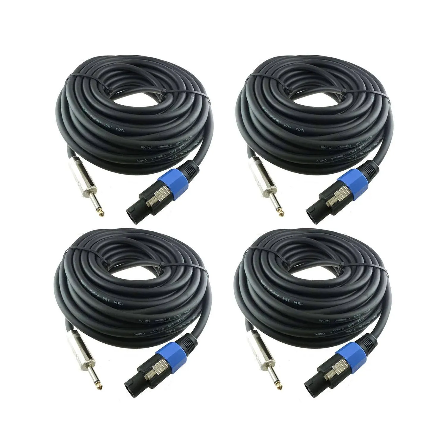 Yoico 4X 25 Feet Professional Speakon to 1/4" Speaker Cables