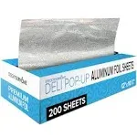 500 Count Pre-Cut Deli Aluminum Foil Sheets, 9” Heavy Duty Pop Up Foil Sheets for Restaurant, Disposable Food, Tin Foil Sheets for Burrito, Hot Dog