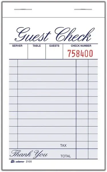 Adams Guest Check Pad 1-Part