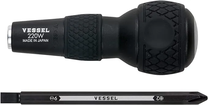 Vessel Ball Grip Interchangeable Screwdriver (with +2/-6 Bits) 220w-62