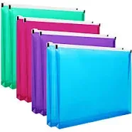 EOOUT 8pcs Plastic Envelopes, Expansion Envelopes 9.8 x 12.8 Inches Letter Size Poly Zip Envelopes, Expanding Zipper Folder with 4 Assorted Colors for School and Office Supplies