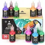 Arteza 3D Permanent Fabric Paint, Set of 30 Individual Colors