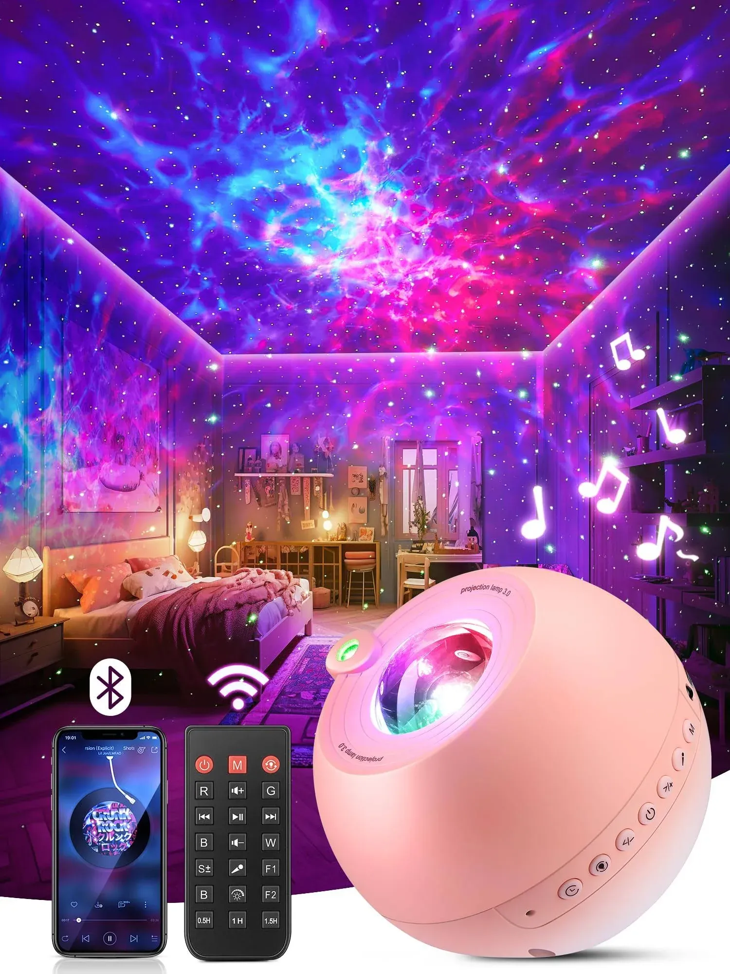 Star Projector Galaxy Light Projector, 15 Colors Galaxy Projector for Bedroom...