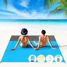 BYDOLL Beach Blanket 78''×81'' 1-5 Adults Oversized Lightweight Waterproof Sandproof Beach Blanket Large Picnic Mat Beach Blanket for Beach Travel Camping Hiking Picnic