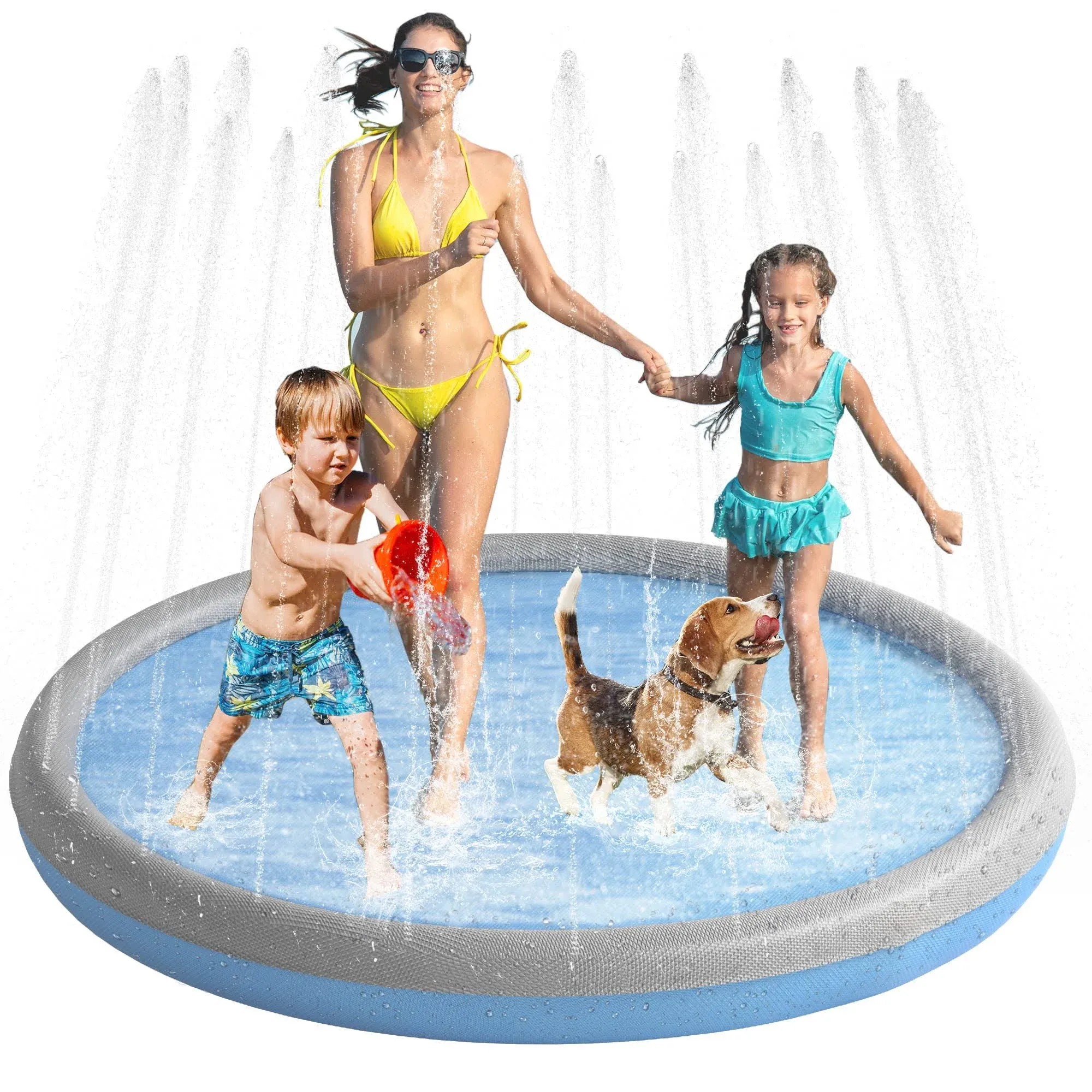 Niubya Splash Pad for Dogs and Kids Thicken Sprinkler Pad Pool Summer Water