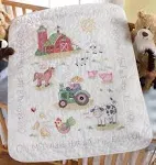 Bucilla On The Farm Crib Cover Stamped Cross Stitch Kit 34"X43"