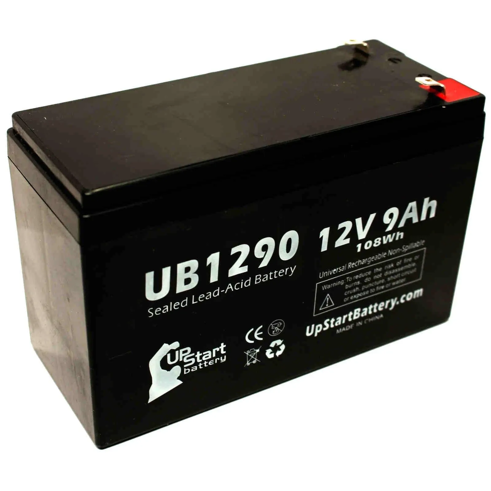 Replacement for APC Back-UPS 600 BN600 Battery - Replacement UB1290 Universal Sealed Lead Acid Battery (12V, 9Ah, 9000mAh, F1 Terminal, AGM, SLA) - Includes Two F1 to F2 Terminal Adapters