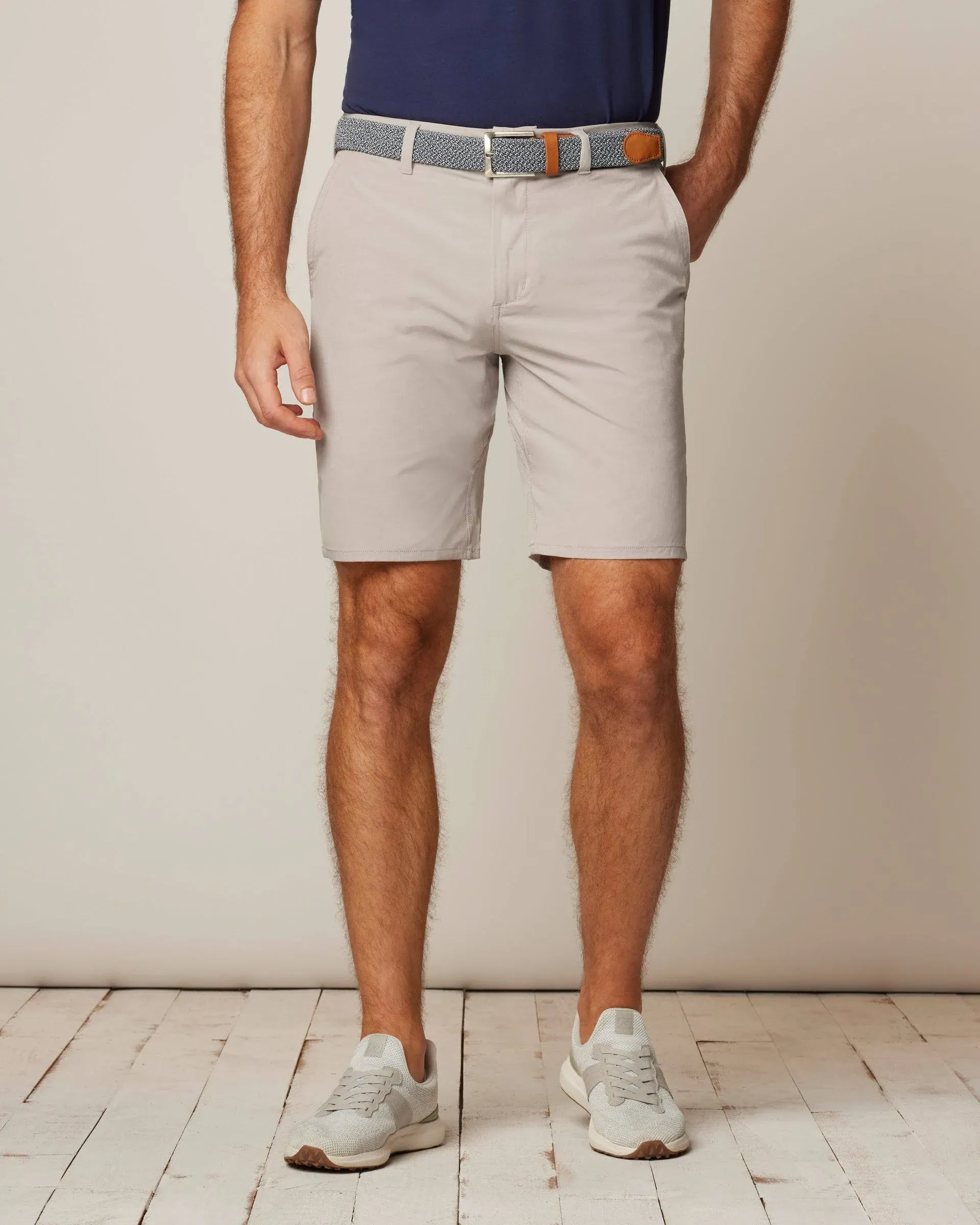 johnnie-O Men's Calcutta Performance Woven Shorts in Light Khaki