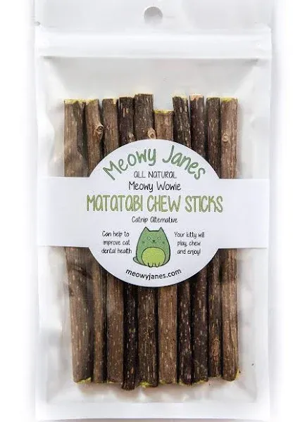 Meowy Janes Matatabi Chew Sticks - An All Natural Silvervine Cat Toy and Cat Treat - Catnip Alternative