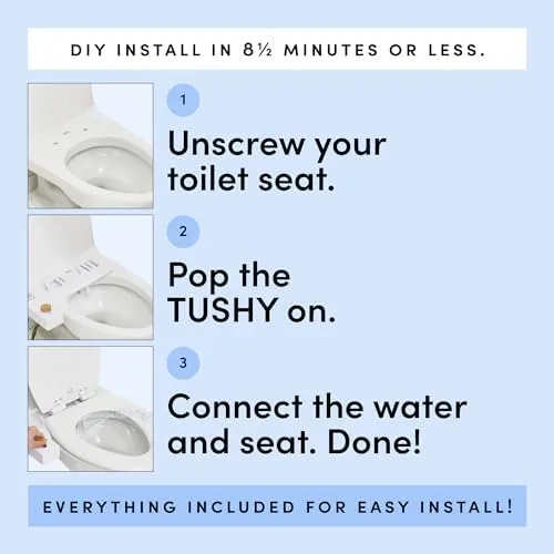 Tushy Classic 2.0 Bidet Toilet Seat Attachment, White and Silver