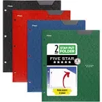 Five Star Two-Pocket Stay-Put Plastic Folder, 11 x 8.5, Assorted, 4/Pack