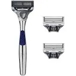 Harry's Razors for Men - Chrome Razor Handle | 5 Blade Razor with Lubricating Strip & Precision Trimmer, 3 Cartridges