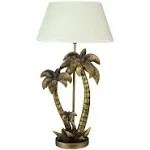 Zeckos Double Palm Tree Table Lamp