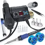 882D Soldering Iron Station 2-IN-1 SMD Hot Air Rework Station with 2 Spools