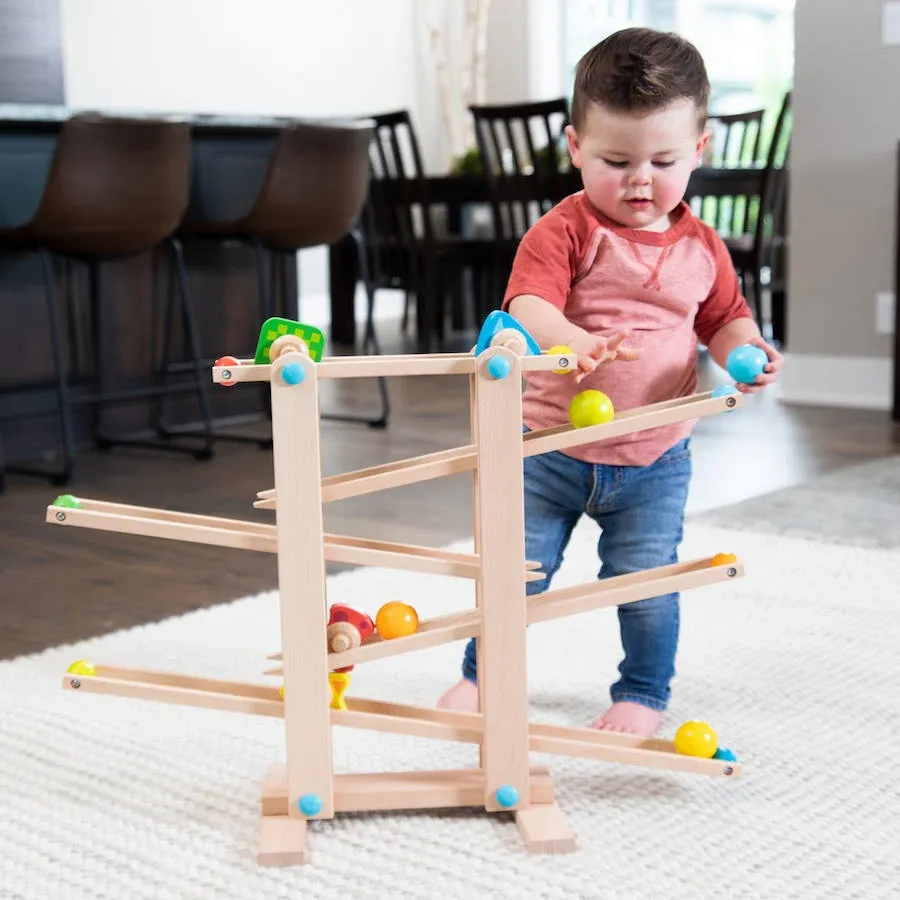 Fat Brain Toys Roll 'N Go Wooden Marble Run