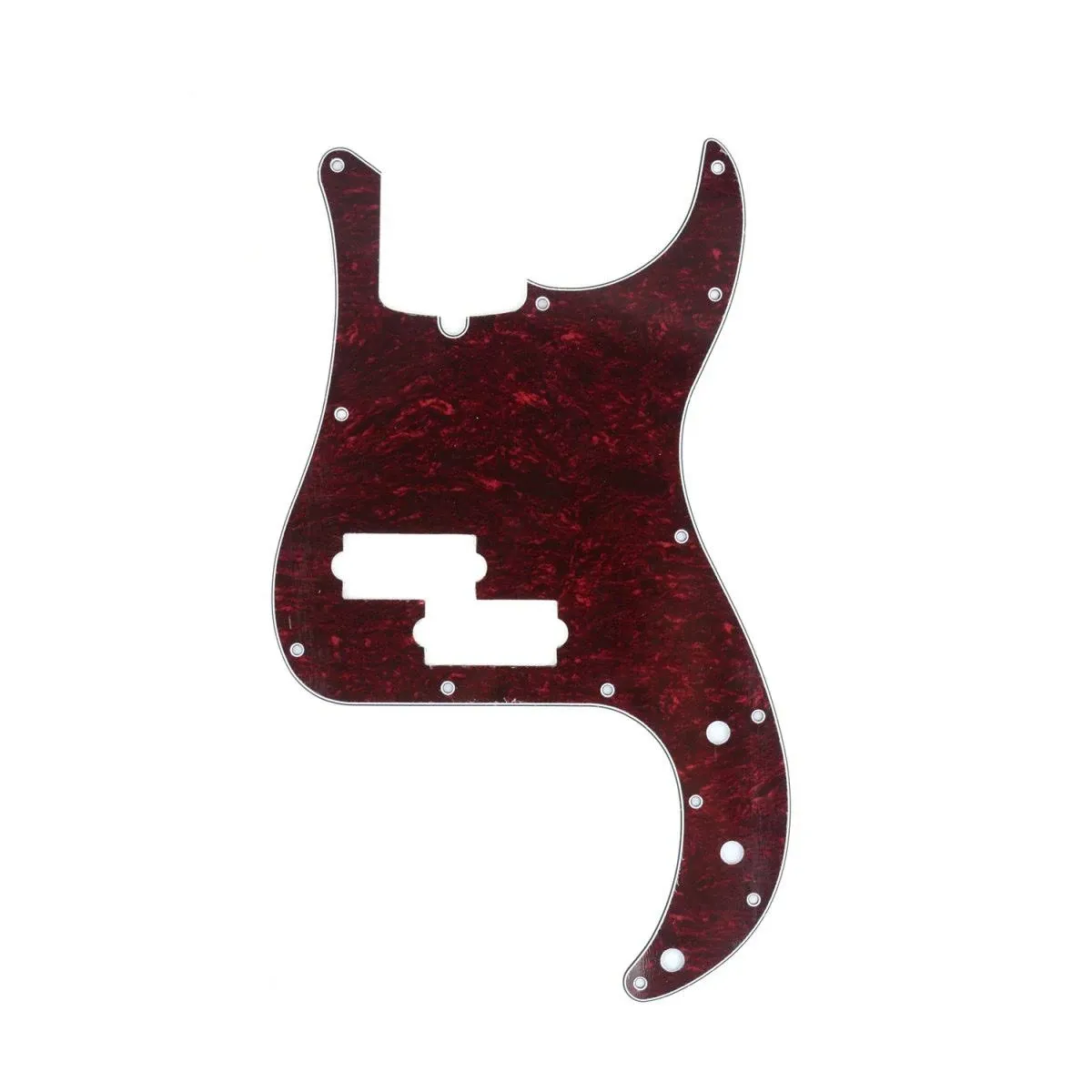 Musiclily Pro 13 Hole P Bass Pickguard for 4 String Precision Bass Modern Style, 4Ply Red Tortoise Shell