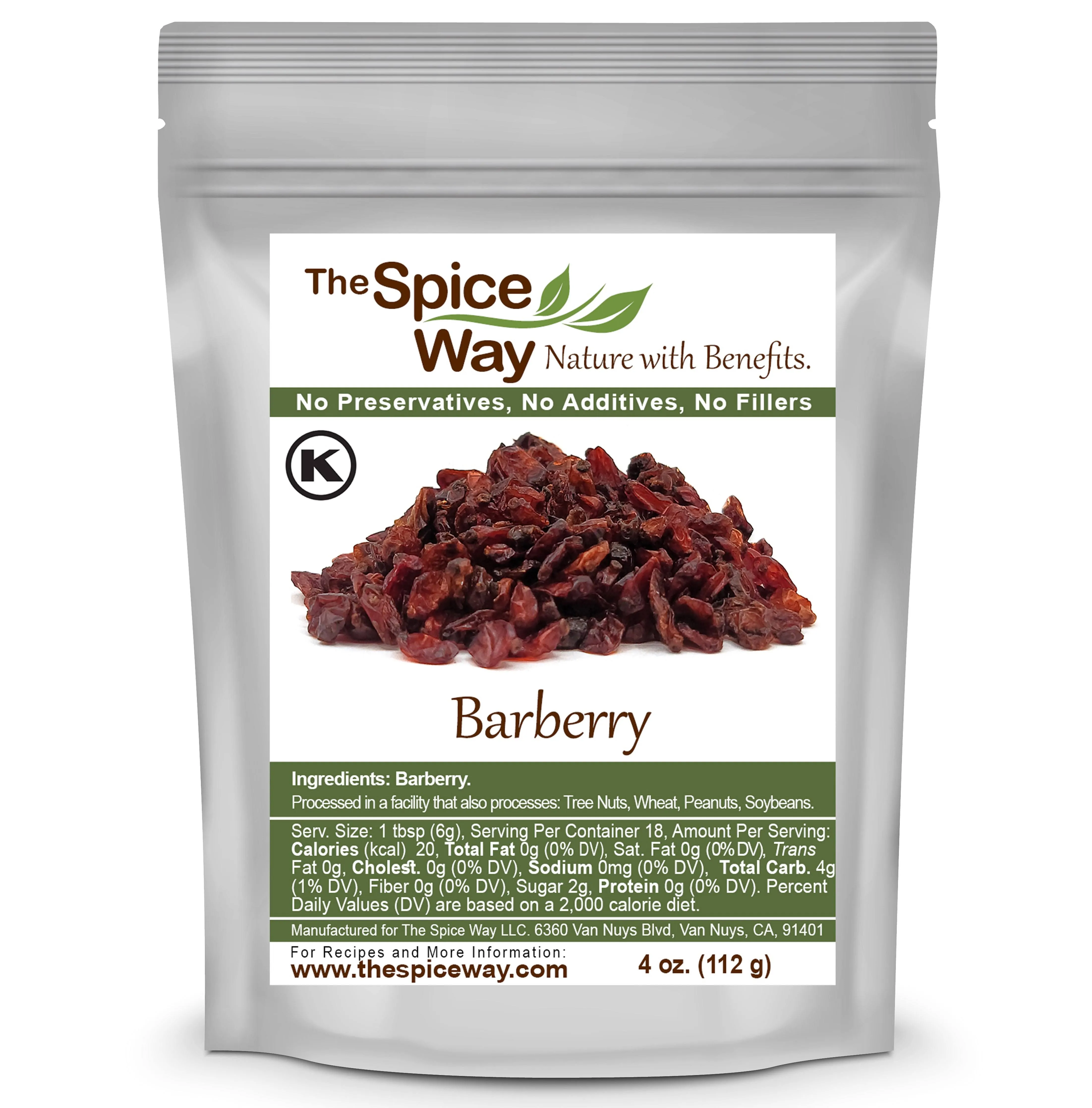 The Spice Way Premium Barberry Fruit - (4 oz) Persian Zereshk Barberries, pure, no preservatives no additives