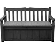 Keter Solana 70 Gallon Storage Bench Deck Box for Patio Furniture, Front Porch Decor and Outdoor Seating