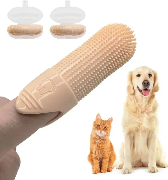 PET FORTUNA 360º Dog Finger Toothbrush, Cat Toothbrush, Dog Tooth Brushing Kit, Dog Teeth Cleaning Kit, Dog Dental Care, for Use with Dog Toothpaste and Cat Toothpaste (2-Pack) (Blue)