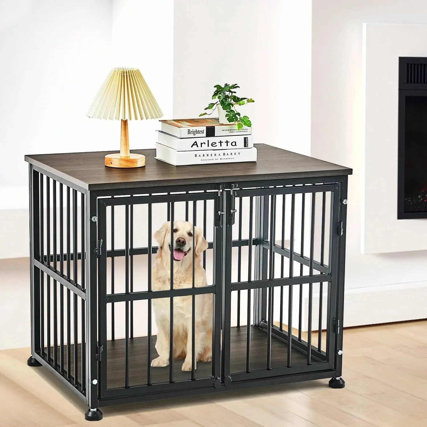 Iclbc Heavy Duty Dog Crate Furniture for Small and Medium Dogs, Wooden Dog Crate End Table,33'' Decorative Pet Crate Dog House with 3 Doors, Size: