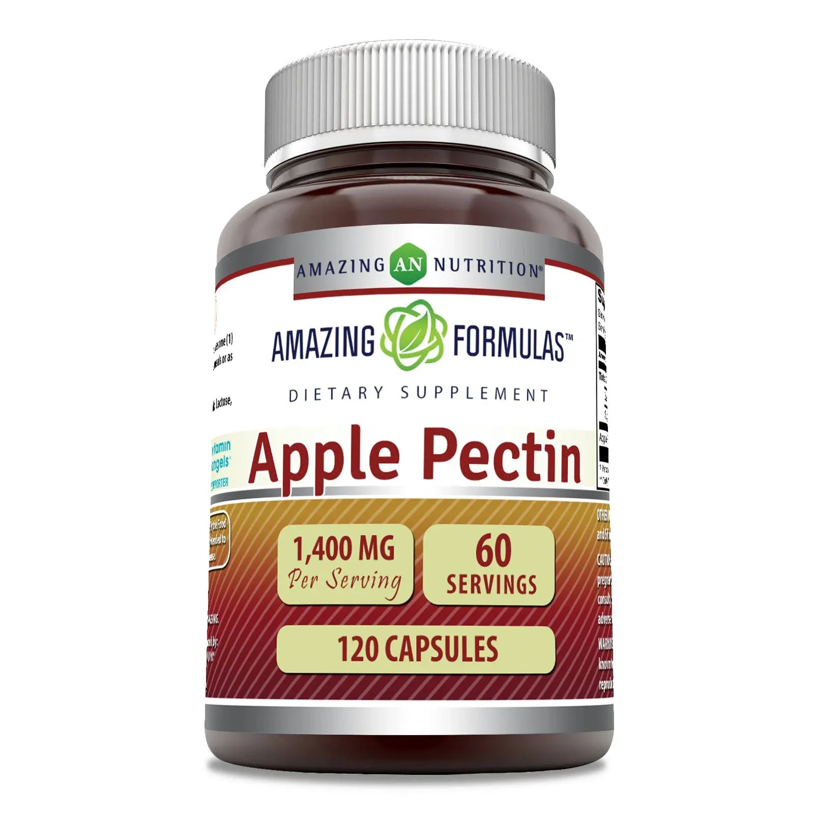 Amazing Nutrition Amazing Formulas Apple Pectin 1400 Mg Per Serving Of 2 Capsules, 120 Ea