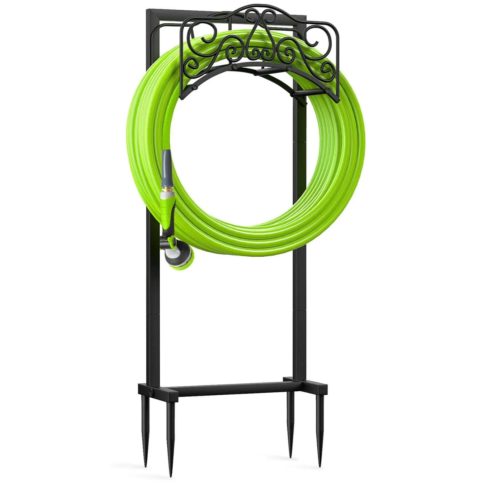 Garden Hose Holder Storage Outside - Freestanding Water Hose Holder with 4 Sp...