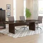 Safco Aberdeen 6&#039; Boat Shaped Conference Table with Slab Base in Mocha