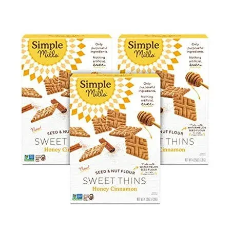 Simple Mills Honey Cinnamon Seed & Nut Flour Sweet Thins, Paleo Friendly ...