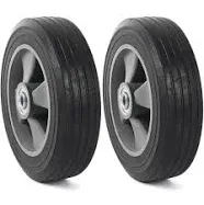 (2- Pack) Run-Flat Solid Rubber Replacement Tire 8" x 2'' with a 5/8" axle for Hand Trucks, Wheelbarrows, Dollies, Trolleys and More – Run Flat with 500 lbs Max Loads